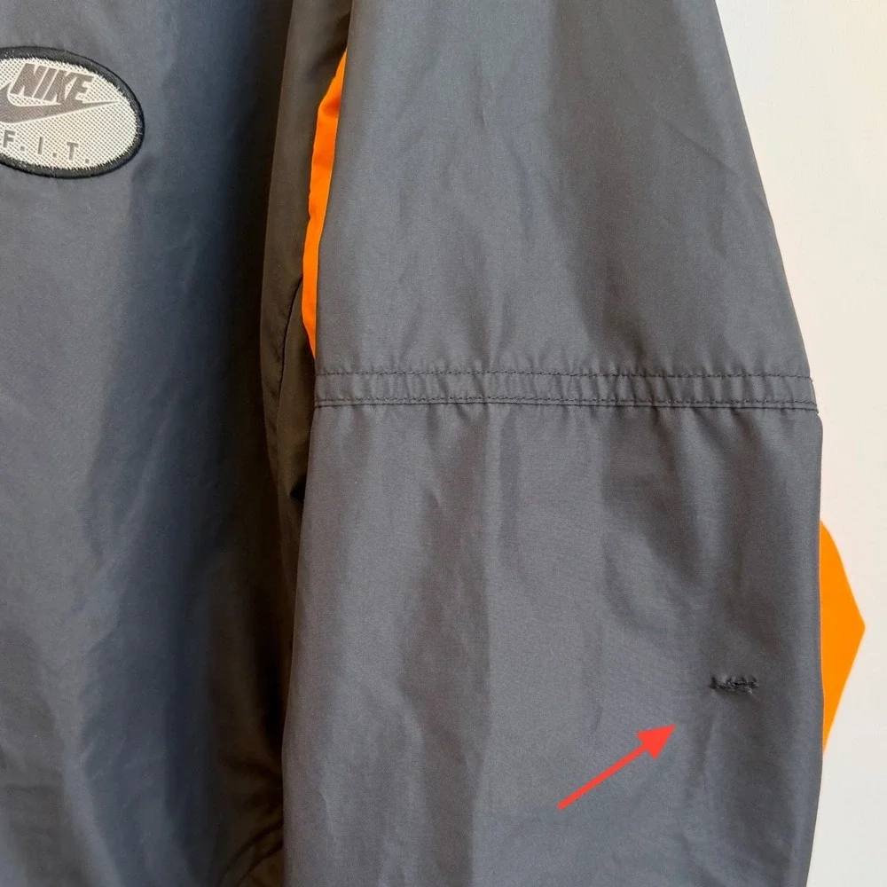 Vintage Nike Windbreaker Jacket Men's L Gray Orange Y2K Lightweight Gorpcore